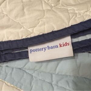 Pottery Barn Kids Blue and Cream Quilted Blanket